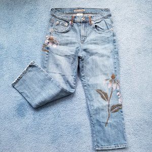 Z Cavaricci Vintage Painted & Beaded Crop Jeans